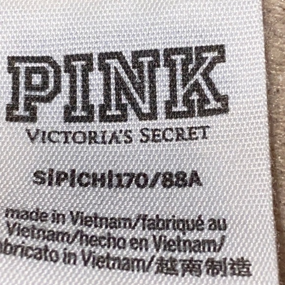 PINK VICTORIA SECRET WO SMALL TAN PLAID FLEECE COMFY LIGHTWEIGHT SHIRT / SHACKET - Picture 3 of 10